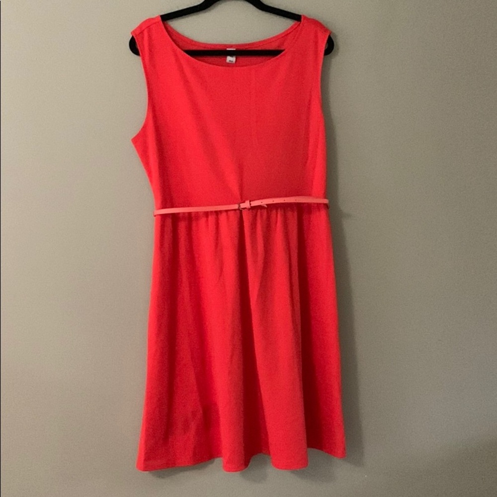 Old Navy | Belted Orange Sleeveless Dress